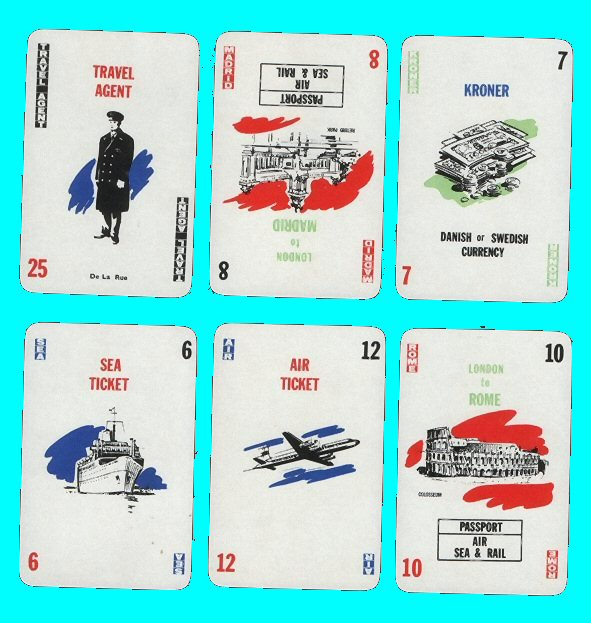 cards game. Travel Agent by Thomas de la Rue. Unusual nice card game. Complete mint contents, but outer box slightly soiled.