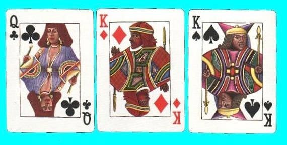 Cards of Colour. Non-standard courts playing cards. &nbsp;Nice ethnic-afro courts 1992. 52 + box mint