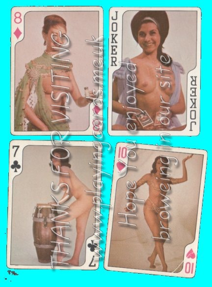 Non-standard playing cards. Les Girls. circa 1950's saucy pin-ups of the period, 52 + special Joker, all cards good, but box is worn, fairly-good. + tax stamp